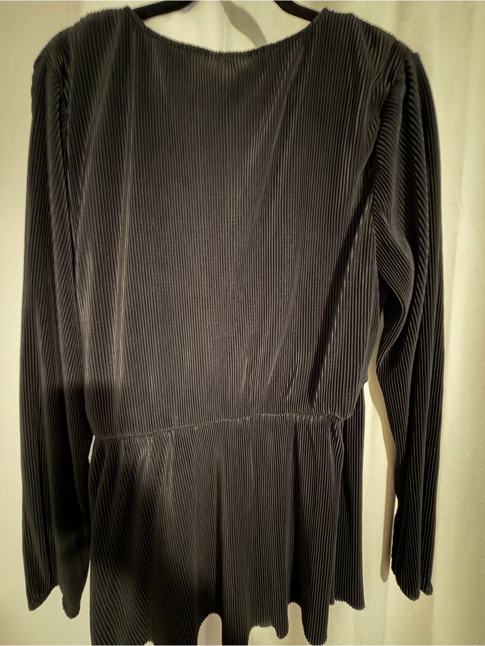 City Chic Black Pleated V-Neck Wrap Blouse - Picture 2 of 3
